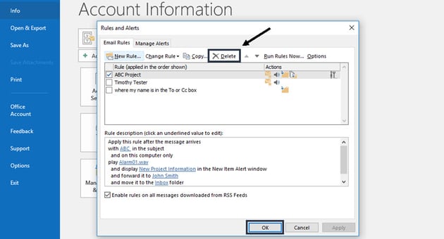 Outlook のルールを使用してメールを自動的に BCC する方法